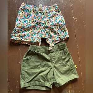Girls XL Floral and Olive Cotton Shorts - 2 Pack